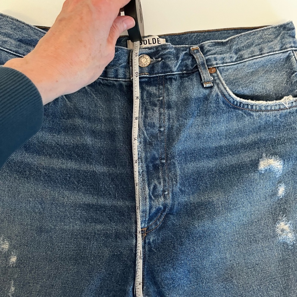 AGOLDE Riley High Rise Straight Crop Raw Hem Button fly Jeans Size 30 - Picture 8 of 8